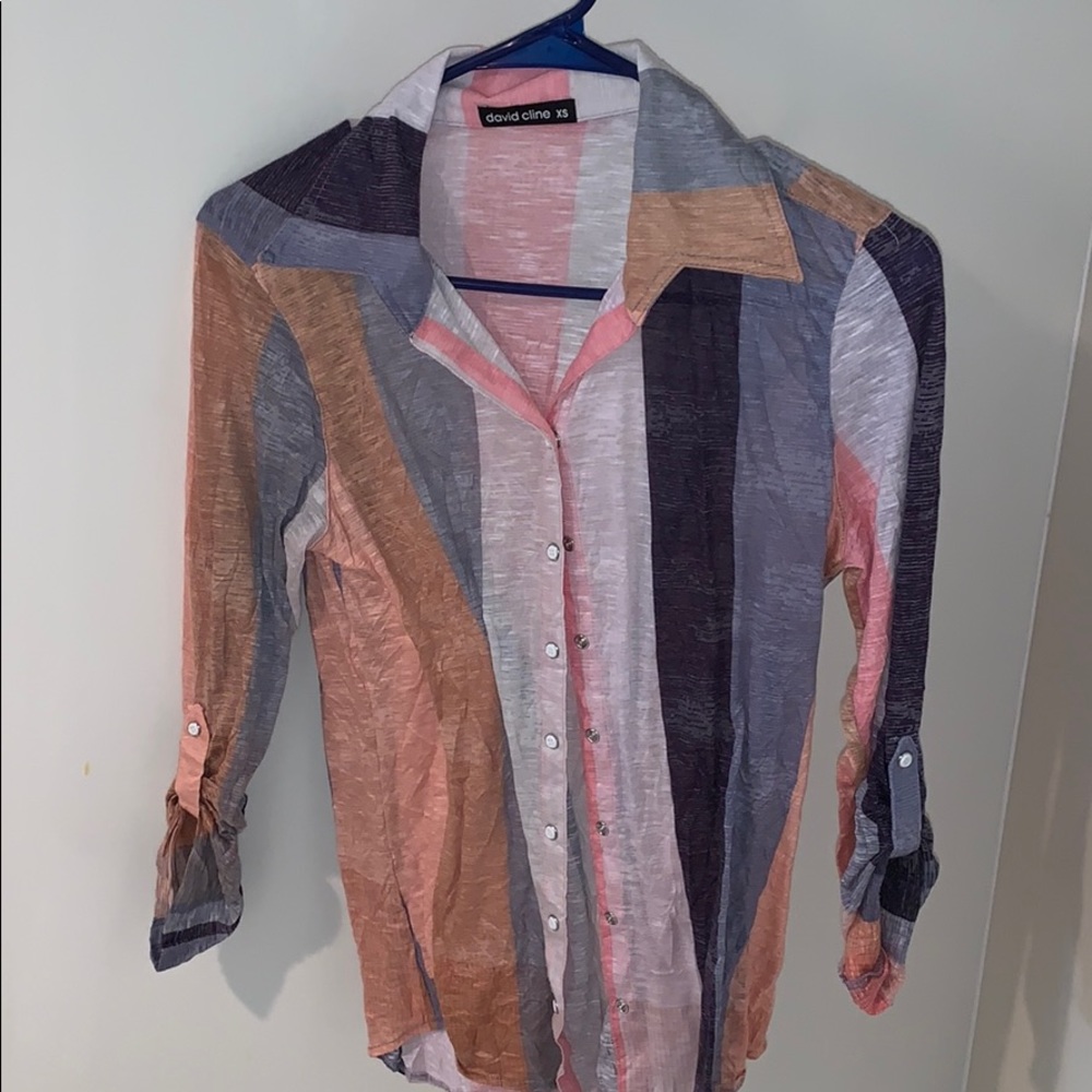 David Cline striped linen button down!